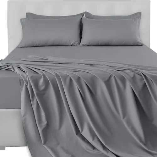 Vista 140 de LUX Décor - Juego de sábanas Twin de microfibra ultrasuave de 3 piezas con sábana encimera, sábana bajera de 16 pulgadas de profundidad y funda
