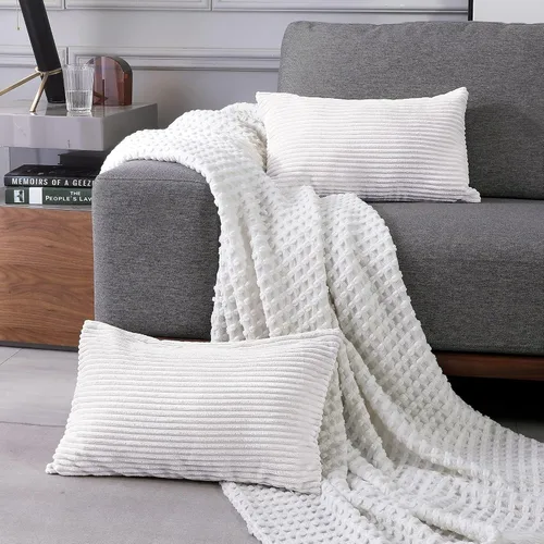 Vista 28 de Deconovo Fundas de Almohada Decorativas de Pana, Juego de 2 Fundas de Cojín Decorativas Suaves, Lavables a Máquina con Textura para Sofá, Sillón