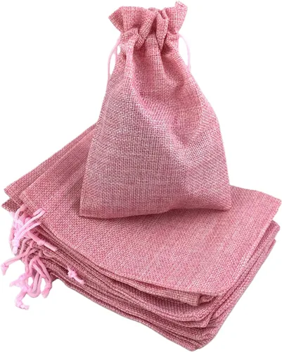Vista 57 de Palmhomee Paquete de 20 bolsas de regalo de arpillera con cordón, bolsas de joyería de lino, bolsas de yute de boda para joyas y bolsas
