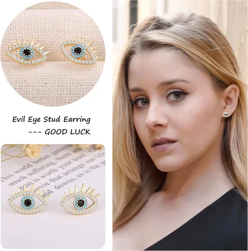 Vista 7 de Aretes tipo dormilona de oro de 18 quilates, delicados aretes de circonita cúbica con incrustaciones de microincrustaciones para mujer, hechos a