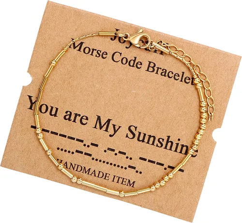 Vista 58 de JoycuFF Pulseras inspiradoras de código morse para mujeres, cuentas de plata, joyería con mantra de motivación, regalos para ella
