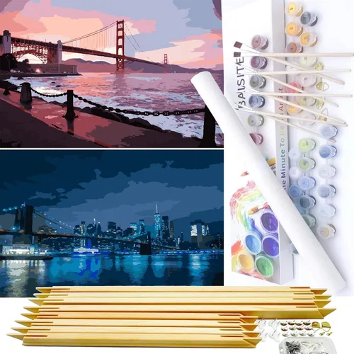 Vista 58 de BAISITE 0304 - Kit de pintura por números para adultos principiantes; paquete de 2 lienzos de 8 pulgadas de ancho x 12 pulgadas de largo; caja