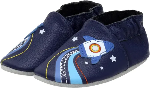 Vista 43 de Robeez Zapatos de cuna con suela suave antideslizantes para bebés varones y unisex, pantuflas mocasines para bebés y niños pequeños, 0-24 meses Lino
