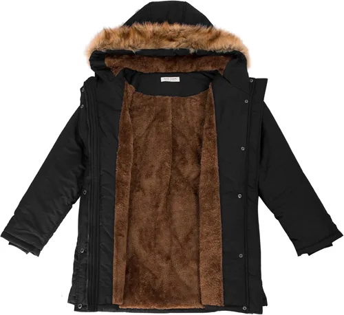 Vista 5 de Kate Kasin Abrigo de invierno con capucha para mujer, de piel sintética, parkas, para exteriores
