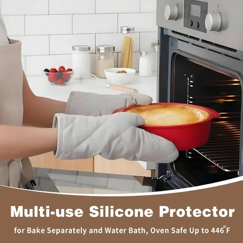 Vista 7 de Juego de 3 moldes desmoldables de 4, 7 y 9 pulgadas, molde para cheesecake a prueba de fugas con protector, moldes desmoldables antiadherentes