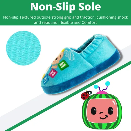 Vista 4 de Josmo Cocomelon - Pantuflas para niños y niñas, zapatos de casa para niños y niñas, pantuflas de felpa cálidas, zapatos de cocomelon (bebéniño)