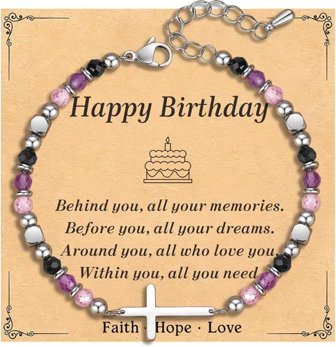 Vista 9 de Pulsera de cruz cristiana para mujeres y adolescentes, joyería de fe para aliviar la ansiedad, regalos de confirmación de Pascua, regalos de primera