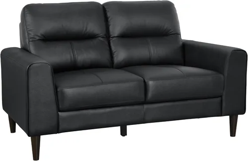 Vista 4 de Lexicon Juego de 2 muebles de sala de estar, juego de sofá de cuero de grano superior, brazo de pista, patas de madera maciza, cómodos sofás que