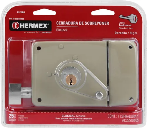 Vista 7 de Truper 43583 / CS-70DB - Juego de cerraduras de puerta con borde derecho, llave estándar