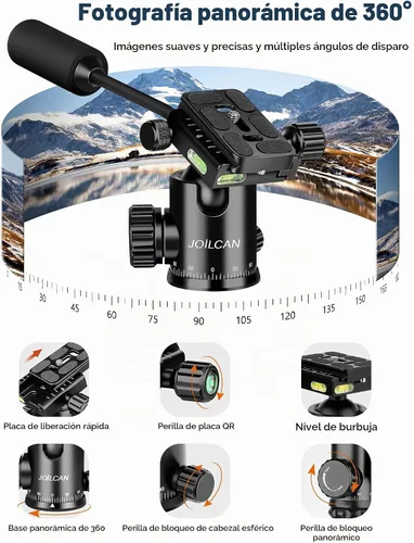 Vista 3 de Trípode de cámara JOILCAN, Trípodes y monópodos de aluminio de 83" con asa de metal, Trípode resistente para cámara DSLR, láseres, binoculares