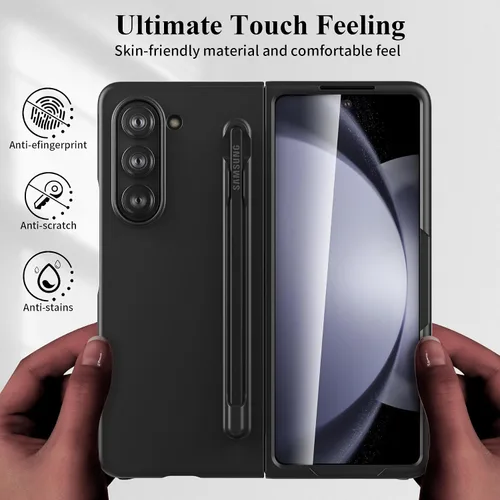Vista 4 de Foluu Funda delgada para Samsung Galaxy Z Fold 5 con soporte para bolígrafo y protector de pantalla frontal integrado, funda protectora