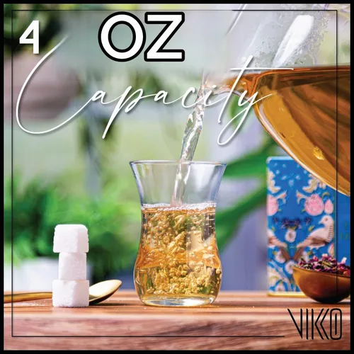 Vista 5 de Vikko Tazas de té, vasos de té turcos, juego de 6 tazas de té turcas auténticas, vaso de té de 4 onzas
