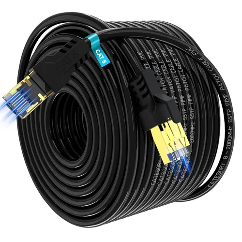 Vista 14 de Cable Ethernet Cat 8 de 3 pies, 6 pies, 10 pies, 20 pies, 40 pies, 50 pies, 100 pies, 150 pies, 40 pies, 40 Gbps, 2000 Mhz, 26 AWG, conector RJ45