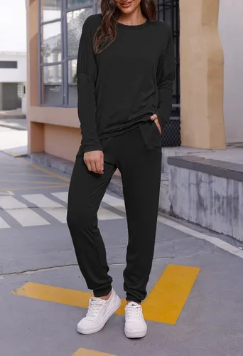 Vista 3 de Fixmatti - Conjunto deportivo de 2piezas para mujer de estilo informal, pantalón largo
