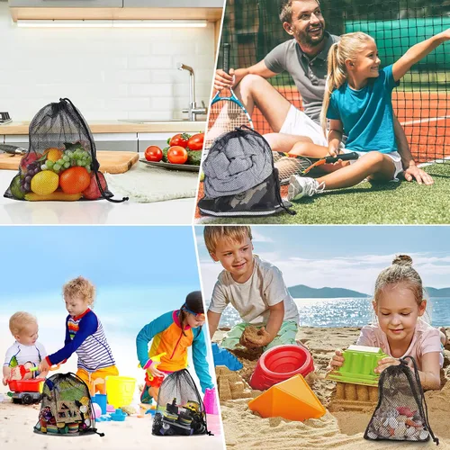 Vista 2 de 13 x 155 pulgadas 12 bolsas de malla con cordón para la ropa sucia bolsa de gimnasio con cordón y cierre de cordón
