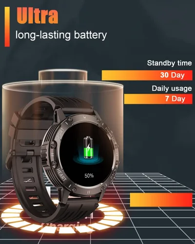 Vista 5 de Relojes inteligentes militares para hombres (respuesta/hacer llamadas), reloj de fitness HD de 1.39 pulgadas, monitor de sueño de frecuencia