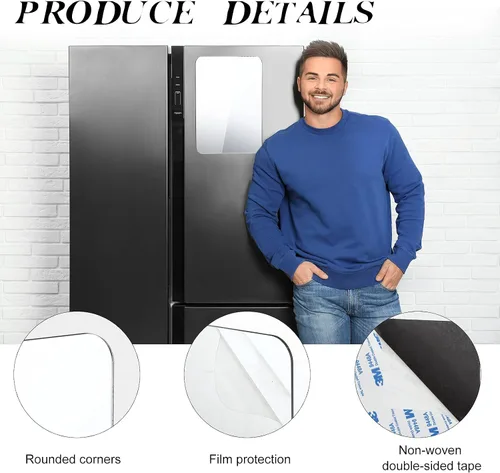 Vista 3 de Queekay Espejo magnético para taquilla, autoadhesivo, acrílico, hoja de espejo, calcomanías de pared de plástico flexible redondeado para sala