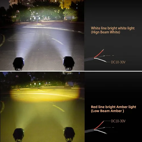 Vista 4 de Luces LED antiniebla de conducción de doble color ámbar/amarillo + blanco, 2 piezas de 3 pulgadas 40 W súper brillantes luces LED de conducción