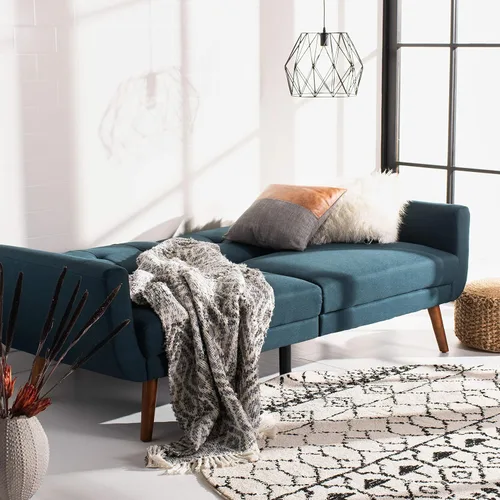 Vista 2 de Safavieh Home Bushwick - Sofá cama convertible plegable gris y marrón de 82.7 pulgadas