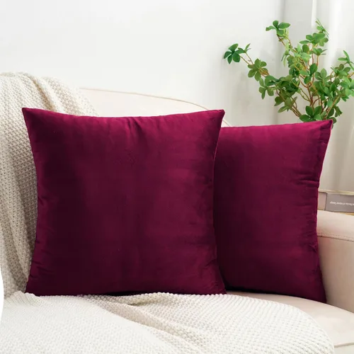 Vista 14 de HWY 50 fundas de almohada decorativas de terciopelo sólido para sofá, sala de estar. Ambar
