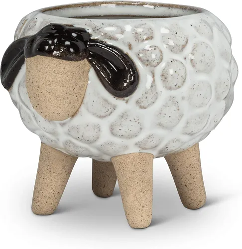 Vista 12 de Abbott Collection - Maceta de gres con gato en patas - Grande (12.7 cm de alto) Gres, gris, 5 "H