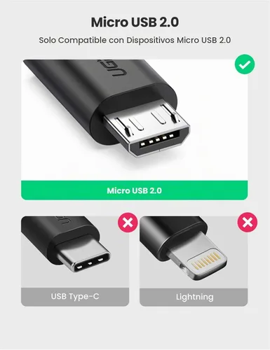 Vista 2 de UGREEN Cable Micro USB 2.0 OTG On The Go Adaptador Macho Micro USB a Hembra USB Compatible con Teléfono Samsung S7 S6 Edge S4 S3 LG G4 Controlador