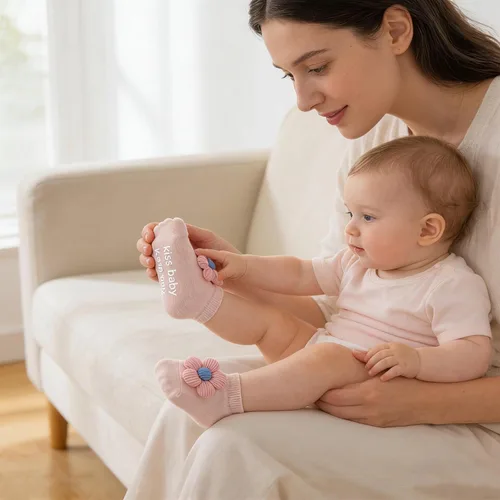 Vista 6 de Calcetines para bebé niña, calcetines de agarre para recién nacidos, calcetines prematuros, artículos esenciales para recién nacidos