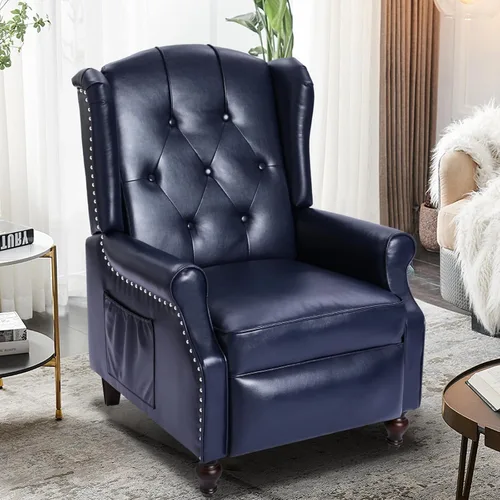 Vista 20 de Silla Wingback con masaje y calor, silla reclinable de tela copetuda, silla reclinable con respaldo de ala con control remoto, cojín acolchado