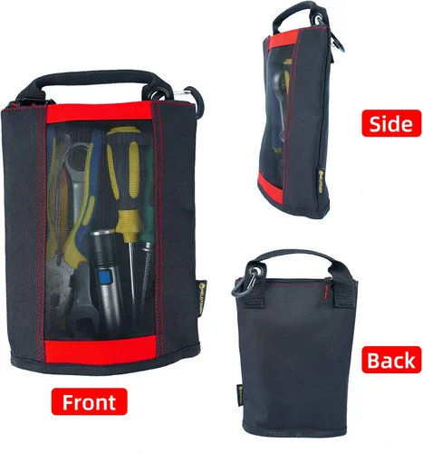 Vista 4 de MELOTOUGH Bolsa de sujetadores pequeña con cremallera, bolsa de herramientas de lona con cremallera, bolsa de utilidad con ventana de malla