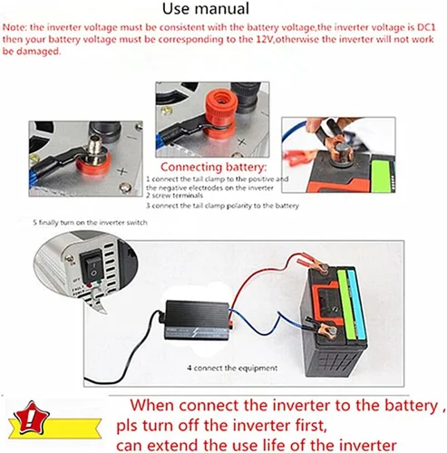 Vista 5 de Inversor de corriente de coche de 500 W DC 12 V a CA 110 V 120 V 60 Hz convertidor de onda sinusoidal pura con pantalla LED enchufe de EE. UU