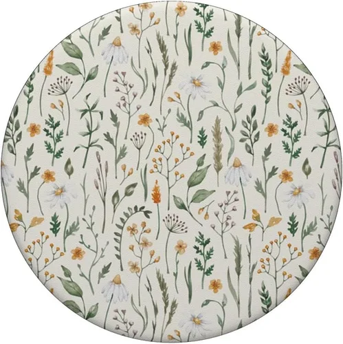 Vista 3 de PopSockets estándar botánico de prado de flores silvestres verde terroso (marfil)