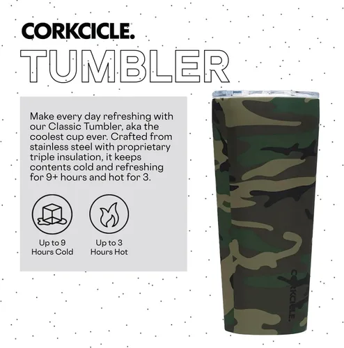 Vista 2 de Corkcicle - Taza de viaje, acero inoxidable con aislamiento Camuflaje del bosque