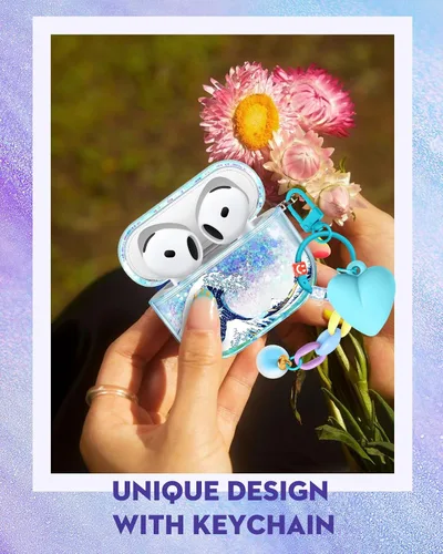 Vista 5 de Funda para Apple para Airpods 4 Case 2024 - Arena Movediza Líquida Arte Artístico Estético Funda Mujer Chica Mujeres Brillante Brillo Purpurina