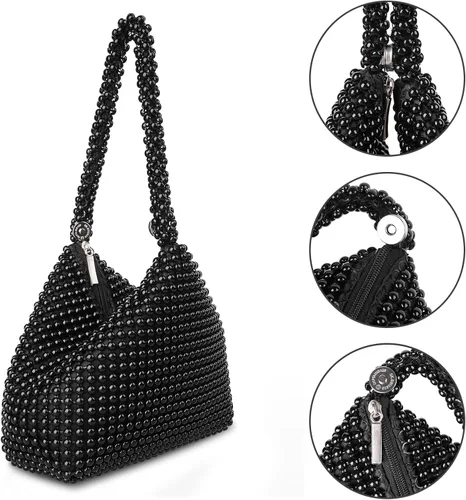 Vista 3 de Bolso de noche para mujer - Tamaño más grande mejorado, clutch de muñeca con diamantes de imitación completos brillantes para fiesta, boda, cita