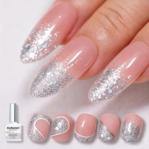 Vista 15 de BURANO Esmalte de uñas con purpurina, efecto holográfico brillante LED UV, gel de secado, sin astillas, esmalte brillante para hacer tus propias