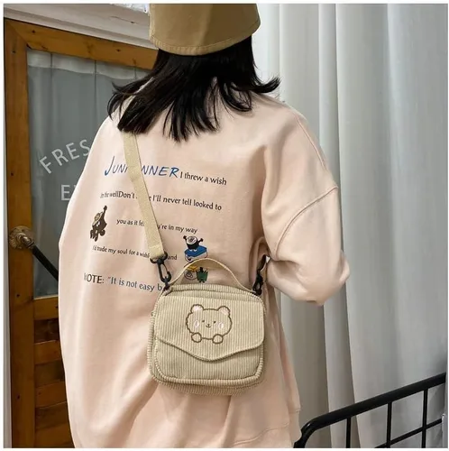 Vista 2 de AWXZOM Pequeño y lindo bolso cruzado de pana mini bolso cruzado kawaii pequeño bolso cruzado kawaii pequeño