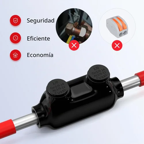 Vista 4 de RVBOATPAT - 6 conectores de cable de aluminio aislados de múltiples tomas de 2 puertos 1/0-14 AWG, conector de cable hexagonal Allen de 3/16
