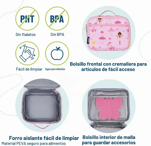Vista 4 de Wildkin Lonchera para niños con aislamiento – Durable y reutilizable para la escuela y los viajes - Bailarina