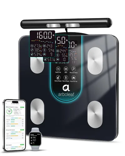 Vista 7 de arboleaf - Báscula inteligente para peso corporal y grasa, báscula digital de baño con Bluetooth, analizador de composición corporal con aplicación