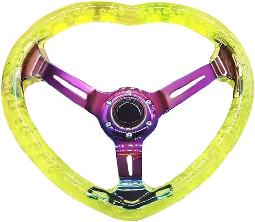 Vista 3 de Volante de Carreras de Acrílico Universal con Diseño en Forma de Corazón Volante Apto para la Mayoría de Vehículos, Coches de Carreras, RZR, Club