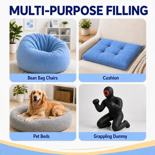 Vista 4 de Relleno de puf de 5 libras, relleno de espuma viscoelástica triturada azul para almohadas y camas para perros