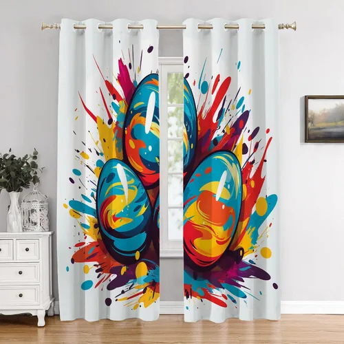 Vista 182 de Cortinas opacas de poliéster multicapa marrón con diseño de bosque natural, 2 unidades, 26 x 24 pulgadas
