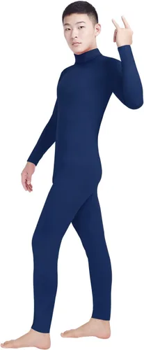 Vista 3 de Shinningstar Zentai Unitard - Body de manga larga con cuello alto y elastano para hombre