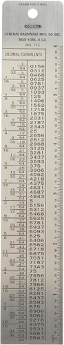 Vista 2 de General Tools 715 Tabla de referencia de golpecitos y taladros