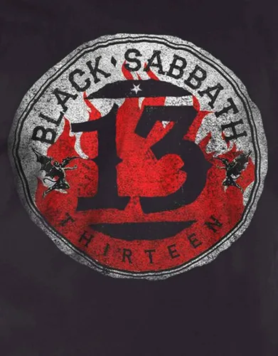Vista 3 de Black Sabbath Camiseta 13 Flame Circle Band Logo Oficial Hombre Negro