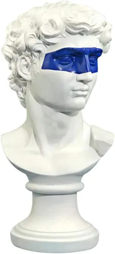 Vista 8 de ECYC Estatua griega de David de 15.75 pulgadas, esculturas de resina de busto de David, adorno moderno para decoración de escritorio de oficina
