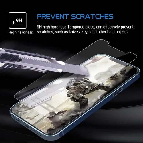 Vista 5 de Arae Protector de pantalla para iPhone 12 Pro Max, vidrio templado HD antiarañazos, funciona con la mayoría de las fundas, 6.7 pulgadas, paquete de 3