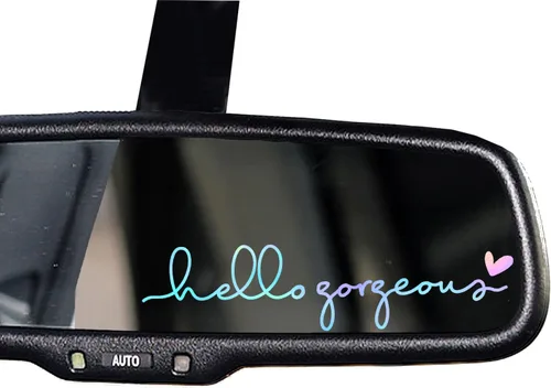 Vista 8 de 2 calcomanías de vinilo con el texto “Hello Gorgeous” para espejo retrovisor, botella de agua, cuidado personal, para la ventana del auto y laptop
