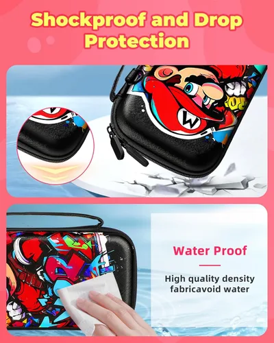 Vista 4 de Xinocy Carrying Case for Nintendo SwitchSwitch OLED Travel Carry Cases for Kids Boys Teen Girls Cute Kawaii Design Aesthetic Portable Hard Shell