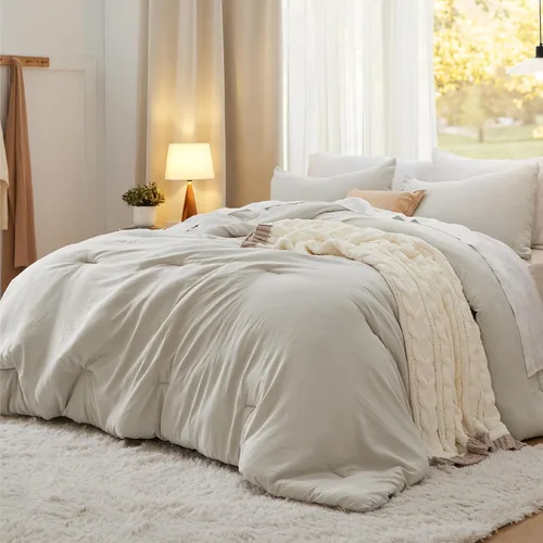Vista 14 de Bedsure Juego edredón suave prelavado individual/individual XL, 365 días, cálido relleno alternativo GentleSoft™, 1 edredón ligero:68x88 pulgadas